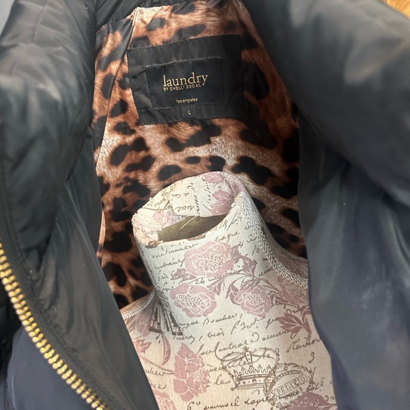 Laundry by Shelli Segal Black Puffer Jacket with Faux Fur Hood - Picture 6 of 11